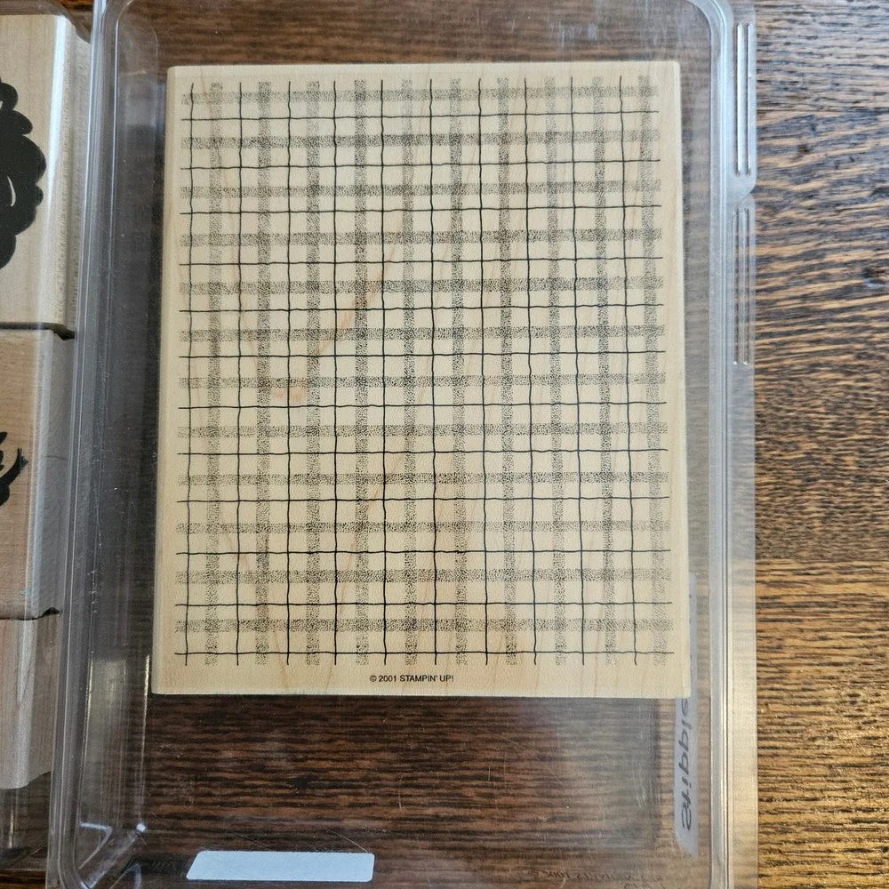 Stampin Up Wood Mounted Rubber Stamp Lot Cottage Rose Everyday Phrases‎ Plaid